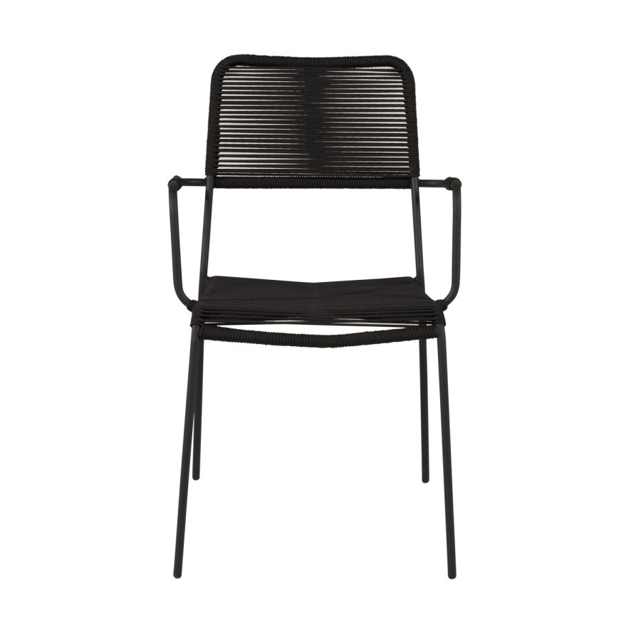 VENTURE DESIGN Lindos hagestol, med armlener - svart polyestertau, aluminium og stl