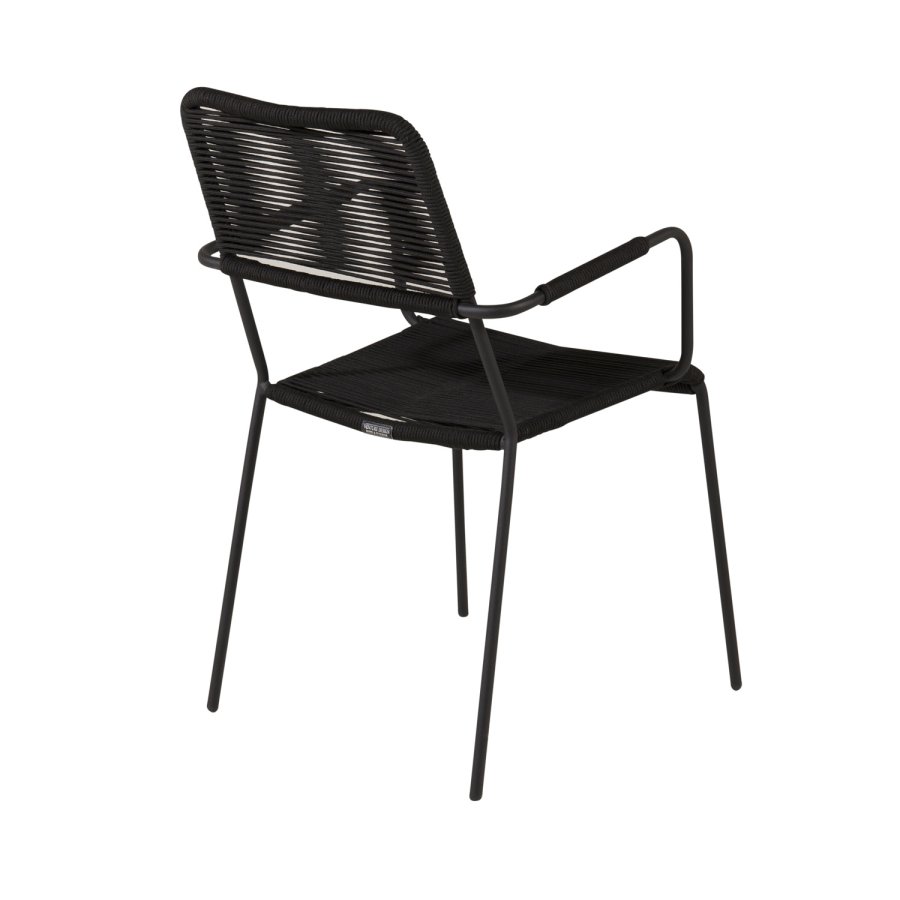 VENTURE DESIGN Lindos hagestol, med armlener - svart polyestertau, aluminium og stl