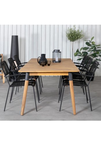 VENTURE DESIGN Lindos hagestol, med armlener - svart polyestertau, aluminium og stl