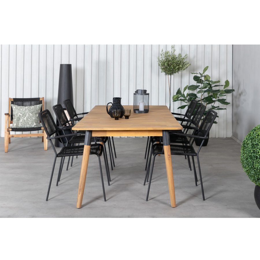 VENTURE DESIGN Lindos hagestol, med armlener - svart polyestertau, aluminium og stl