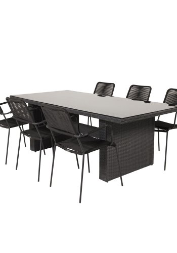 VENTURE DESIGN Lindos hagestol, med armlener - svart polyestertau, aluminium og stl