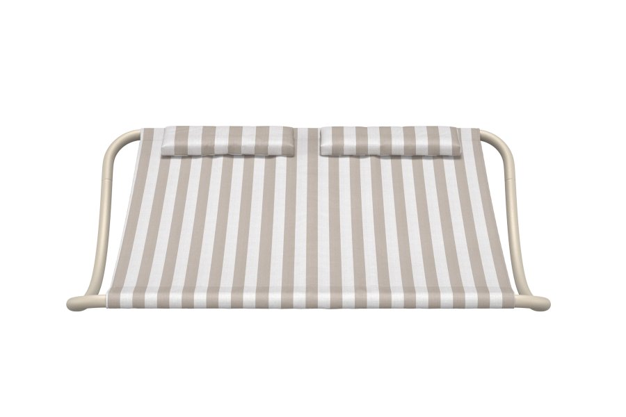 VENTURE HOME Gordo dobbel svingseng - beige ramme / stripete stoff