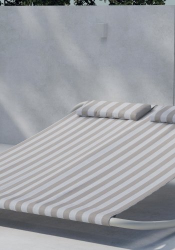 VENTURE HOME Gordo dobbel svingseng - beige ramme / stripete stoff