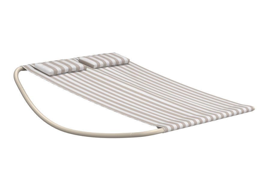 VENTURE HOME Gordo dobbel svingseng - beige ramme / stripete stoff