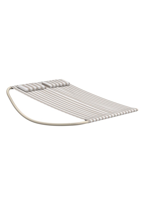 VENTURE HOME Gordo dobbel svingseng - beige ramme / stripete stoff