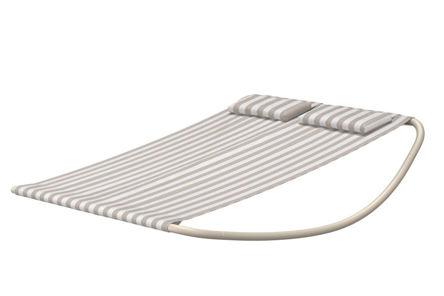 VENTURE HOME Gordo dobbel svingseng - beige ramme / stripete stoff