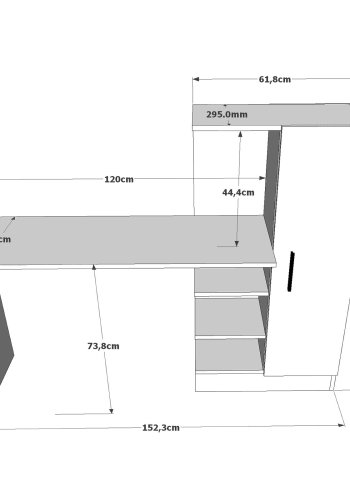 NORDVRK Ct2-Aw skrivebord, m. 1 dr og 5 hyller - hvit og melamin fra Atlantic Pine (152,3x40)