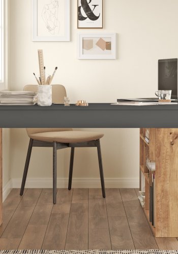 NORDVRK Ct5 hjrnepult, m. 8 rom - antrasittgr og Atlantic Pine melamin (129x120)