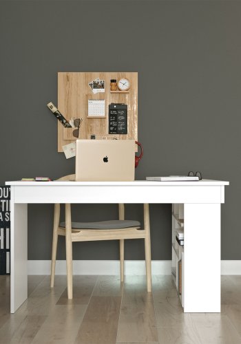 NORDVRK CT5 hjrnepult med hyller - hvit melamin (129x120)