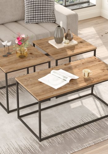 NORDVRK VG9 salongbord - Atlantic Pine melamin (sett med 3)