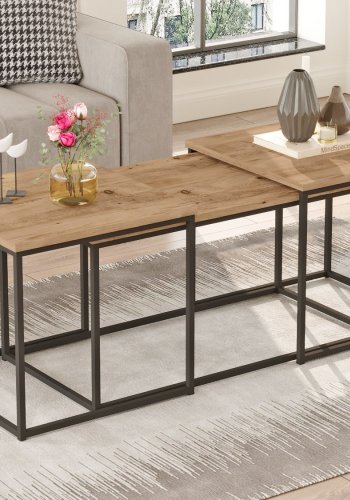 NORDVRK VG9 salongbord - Atlantic Pine melamin (sett med 3)