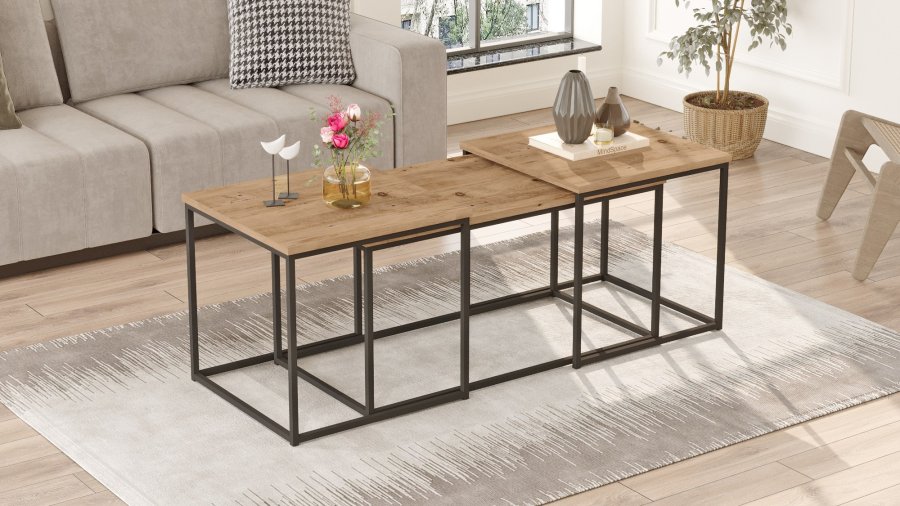 NORDVRK VG9 salongbord - Atlantic Pine melamin (sett med 3)