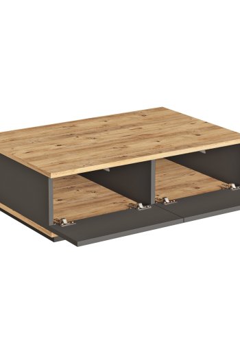 NORDVRK FR14-AA salongbord, med 2 drer - rektangulr - natur og antrasittgr melamin (90x60)