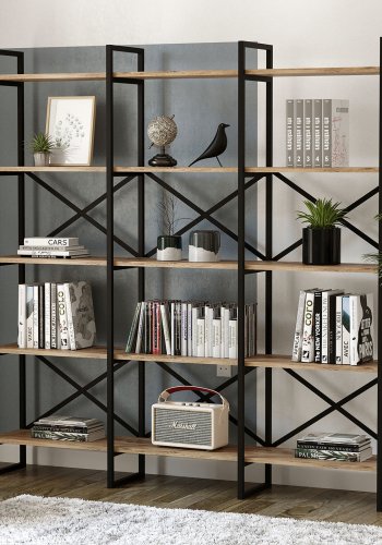 FUNZI LIVING VG6 Bücherregal - natürliches Melamin, Metall