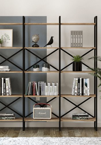 FUNZI LIVING VG6 Bücherregal - natürliches Melamin, Metall