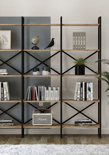 FUNZI LIVING VG6 Bücherregal - natürliches Melamin, Metall