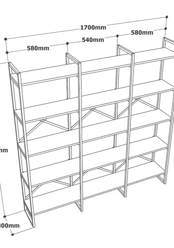FUNZI LIVING VG6 Bücherregal - natürliches Melamin, Metall