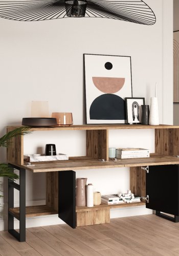 NORDVRK ML25 konsollbord, m. 4 drer - naturlig melamin og metall (138,8x43,3)