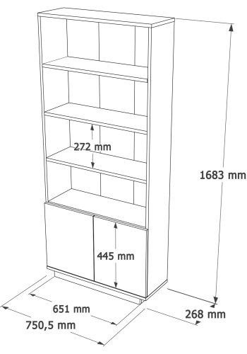 FUNZI LIVING Fr16 bokhylle, m. 2 drer og 4 hyller - hvit og Atlantic Pine melamin
