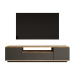 FR7 TV-bord, m. 3 l�ger og 1 hylde - natur og antracitgr� melamin (180x44,5)
