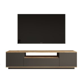 FR7 TV-bord, m. 3 l�ger og 1 hylde - natur og antracitgr� melamin (180x44,5)