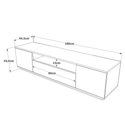 FR7 TV-bord, m. 3 l�ger og 1 hylde - natur og antracitgr� melamin (180x44,5)