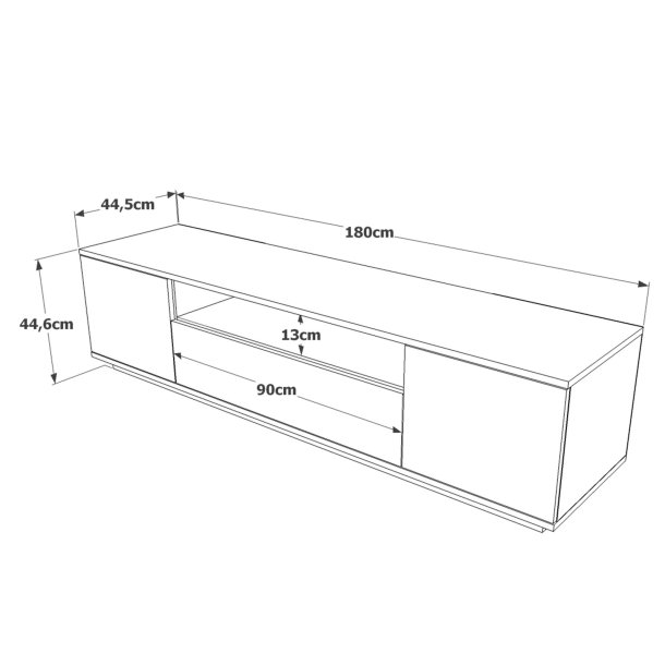 FR7 TV-bord, m. 3 l�ger og 1 hylde - natur og antracitgr� melamin (180x44,5)