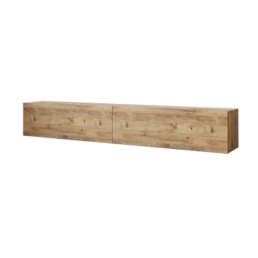 NORDV�RK Fr8 TV-bord, v�ggh�ngd, m. 2 d�rrar - Atlantic Pine melamin (180x31,6)