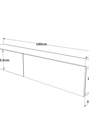 NORDV�RK Fr8 TV-bord, v�ggh�ngd, m. 2 d�rrar - Atlantic Pine melamin (180x31,6)