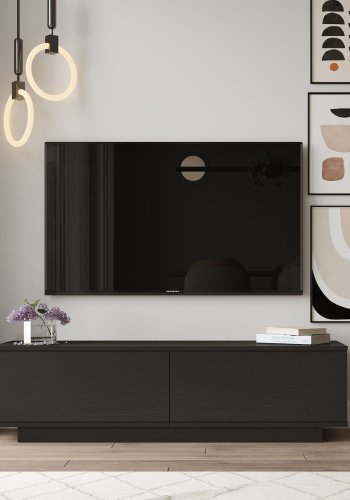 NORDVRK FN1 TV-bord, m. 2 drer - sort melamin (140x35,5)