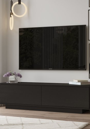 NORDVRK FN1 TV-bord, m. 2 drer - sort melamin (140x35,5)