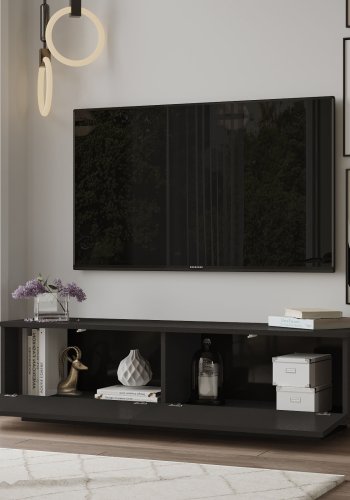 NORDVRK FN1 TV-bord, m. 2 drer - sort melamin (140x35,5)