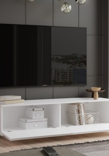 NORDVRK FN1 TV-bord, m. 2 drer - hvit melamin (140x35,5)