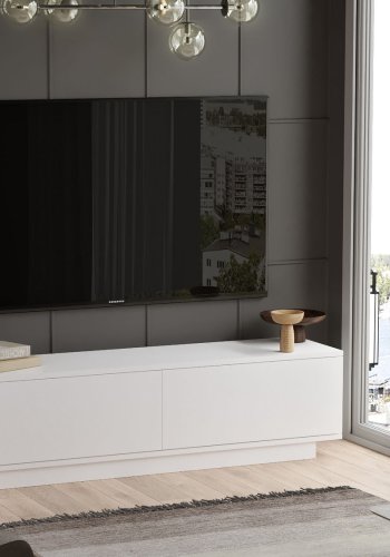 NORDVRK FN1 TV-bord, m. 2 drer - hvit melamin (140x35,5)