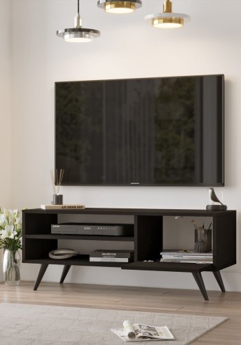 NORDVRK CD1 TV-bord, m. 1 dr og 1 hylle - svart melamin og tre (110x40)