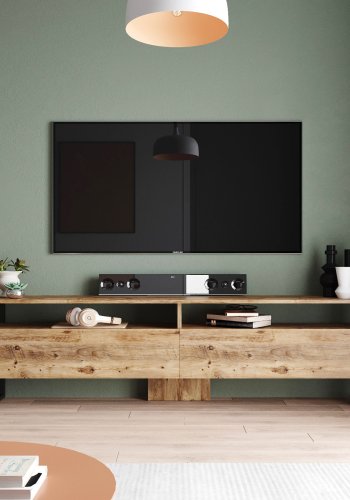 NORDVRK ML19 TV-bord, med dr og 2 hyller - Atlantic Pine melamin og plast (180x35,5)