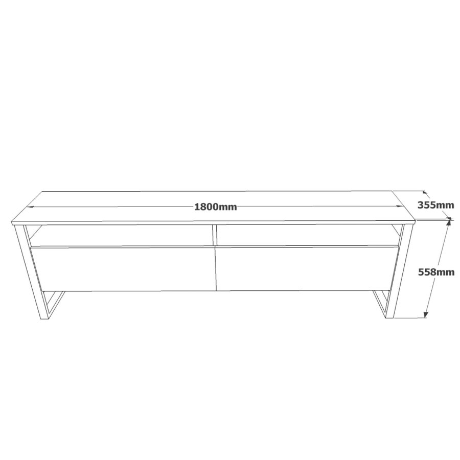 NORDVRK ML19 TV-bord, med dr og 2 hyller - Atlantic Pine melamin og plast (180x35,5)
