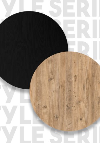 NORDVÄRK ST1 Stehtisch mit 3 Ablagen – natürliches und schwarzes Melamin (120 x 51,6)