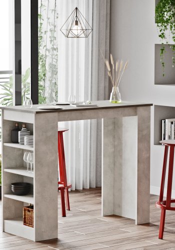 NORDVRK ST1 barbord, m. 3 hyller - gr melamin (120x51,6)