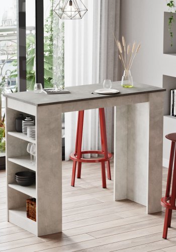 NORDVRK ST1 barbord, m. 3 hyller - gr melamin (120x51,6)