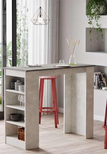 NORDVRK ST1 barbord, m. 3 hyller - gr melamin (120x51,6)