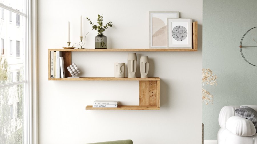 NORDVRK WL10 vegghylle - naturlig melamin