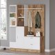 NORDVRK DD5 inngangssett, m. 4 kroker, speil, 2 drer, 2 skuffer, hyller - naturlig og hvit melamin