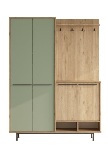 FUNZI LIVING OS1-SY entrsett, med kroker og 2 skap - grnn og naturlig melamin