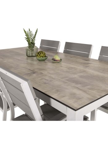 VENTURE DESIGN rektangulrt Lama hagebord - gr HPL og hvit aluminium (205x100)