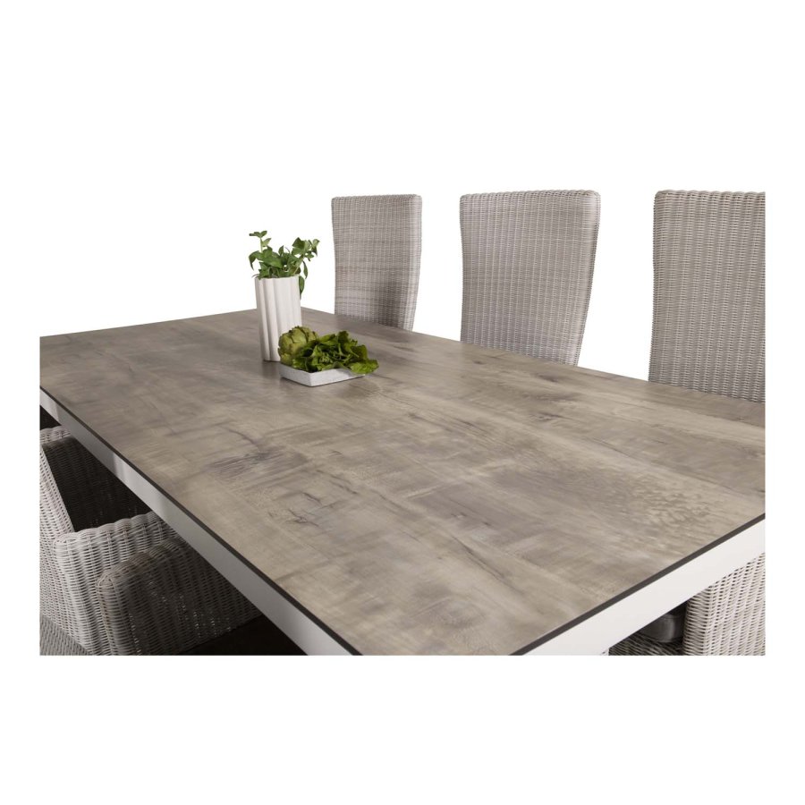 VENTURE DESIGN rektangulrt Lama hagebord - gr HPL og hvit aluminium (205x100)