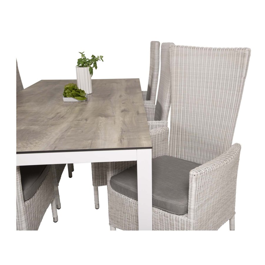 VENTURE DESIGN rektangulrt Lama hagebord - gr HPL og hvit aluminium (205x100)