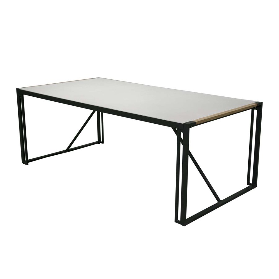 VENTURE DESIGN rektangulrt Texas hagebord - grtt glass og svart aluminium (200x100)