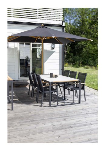 VENTURE DESIGN rektangulrt Texas hagebord - grtt glass og svart aluminium (200x100)