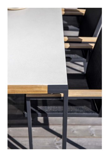 VENTURE DESIGN rektangulrt Texas hagebord - grtt glass og svart aluminium (200x100)